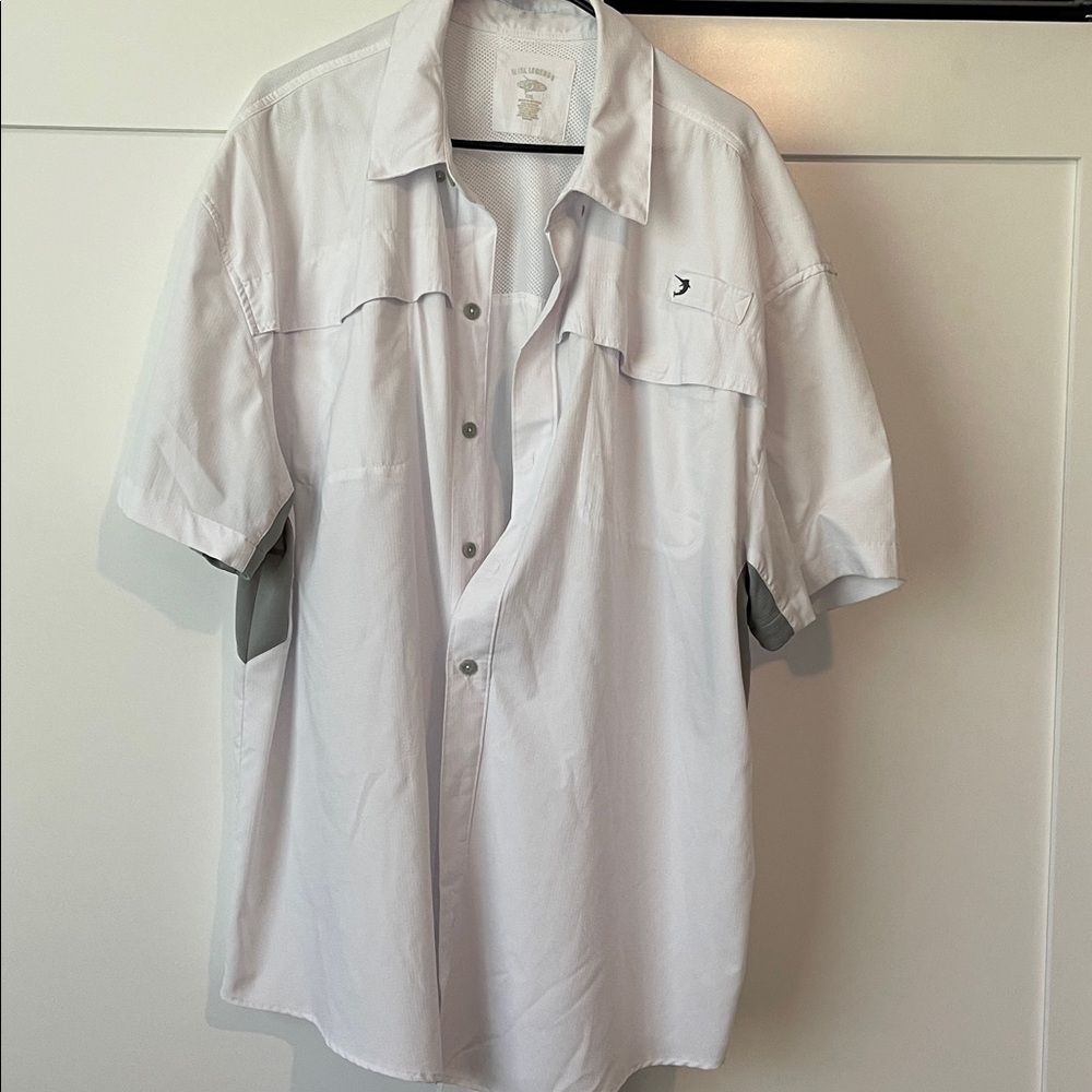 Reel Legends white Gray Casual Button Down Shirt 2xl